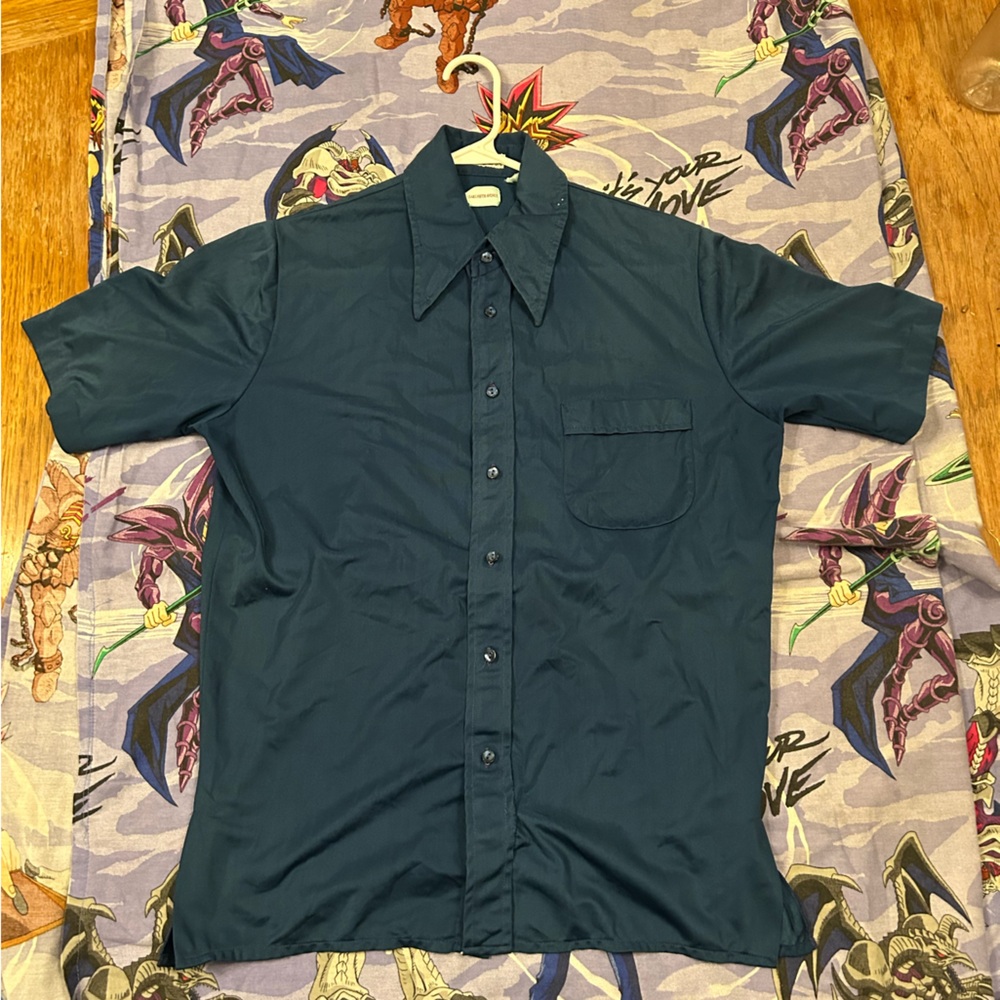 VTG 70’s Qiana for Saks Fifth Avenue Big Collar Shirt DuPont TM Nylon